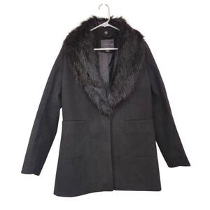 Covington Women's Black Polyester Removeable Faux Fur Collar Button Down Lined D